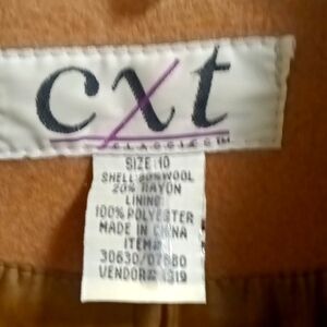 VTG cxt classics wool/rayon blend tan short coat w slanted deep pockets Sz 10